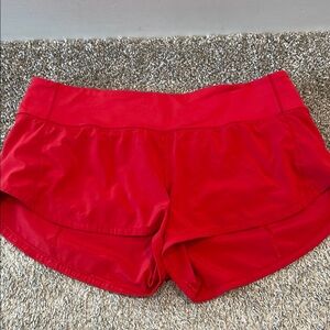 Lululemon Athletica Red Athletic Shorts with Stretchy Fabric used